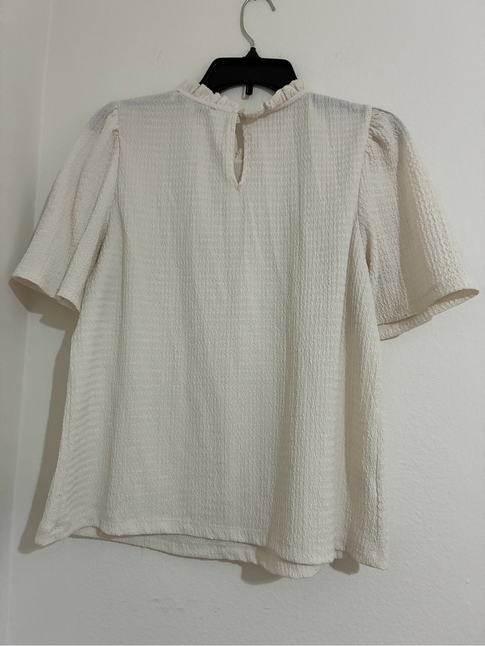 LOFT Cream Textured Ruffle-Neck Tunic - Picture 8 of 12